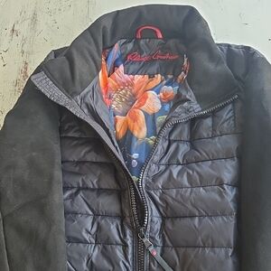 Robert Graham Men's Black Puffer Jacket with Floral Lining